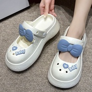 EVA Mary Jane Slippers Female Cute Cartoon Student DIY Hole Shoes Female Baotou Half Slippers Sandal