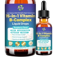 Vitamin B Complex Liquid Drops 15-in-1 VIT B Complex for Women Men & Kids | with Vitamin C B1 B6 B12