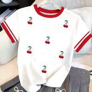 Retro Sweet Mini Cherry Striped Print Pattern, Bm, American Retro Sweet, Chill Chill, Y2K Clothes, T