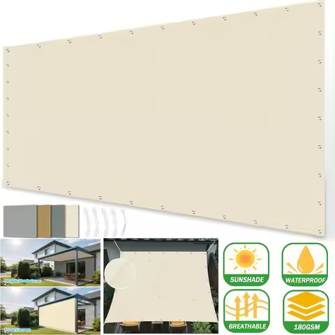 Waterproof Sun Shade Sail Rectangle UV Block Shade Fabric Sun Shade Cloth Privacy Screen with Gromme