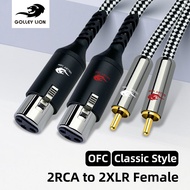 GOLLEY LION Dual 2 XLR Female To Dual 2 RCA ตัวผู้สาย2-XLR ไปยัง2-RCA ตัวเมียเพื่อปลั๊กตัวผู้เครื่อง
