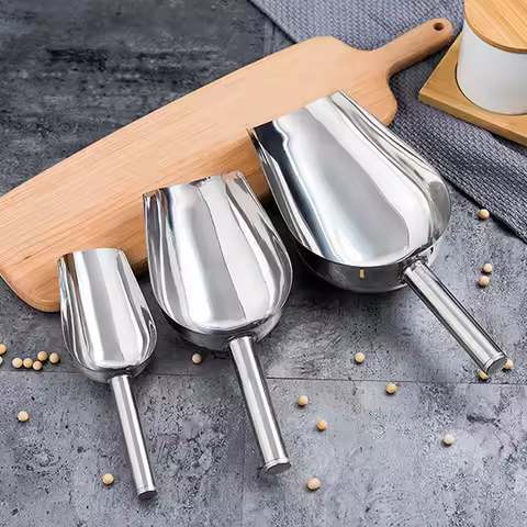 Stainless-Steel Ice Cube Scoop Bar Buffet Kitchen Spice Candy Flour Nut Scoop Spoon Dry Goods Shovel