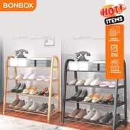 BONBOX BFS701 4 Layer Sturdy Steel Shoe Rack Organizer - Triangular Minimalist Space Saver Design