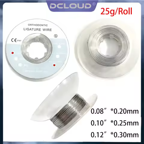 DCLOUD 25g/Roll Dental Orthodontic Ligature Wire Stainless Steel Round 0.2/0.25/0.3mm Retainer Wire 