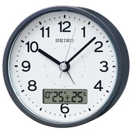 Seiko clock table clock alarm clock temperature display analog calendar gray metallic paint body size: 9.9 × 9.9 × 5.6cm KR333N
