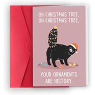 [Coisíní] Fun Cat Christmas Hat Card Christmas Card Black Cat Christmas Card Card with Envelope