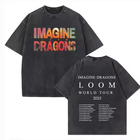 Imagine Dragons Loom Tour 2025 Shirts Harajuku O-Neck Cotton Vintage T-Shirts Fans Gift Tops