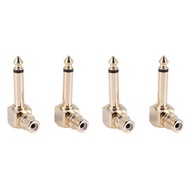 2-PACK RCA Female Jack to 1/4 inch Mono Male Plug Right Angle Audio Adaptergold