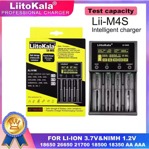 LiitoKala Lii-M4S battery charger LCD 3.7V 1.2V 18650 26650 21700 14500 18350 17500 AA AAA AC e Altr