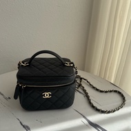 chanel AS3171黑荔枝淡金雙C方型化妝箱包