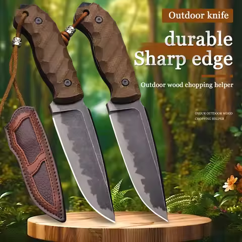 German 6MM thickened DC53 steel outdoor fixed integrated outdoor multi-purpose knife, high-end hunti