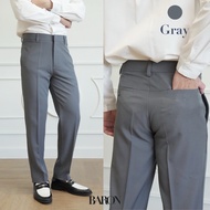[New] BARON Premium Common Pants กางเกงขายาวสแลคขากระบอกเล็กเอวสูง มีหูเข็มขัด กระเป๋าหลัง