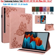 For Samsung Galaxy Tab S9 S7+ S7 FE S8 Plus S8+ 12.4" Fashion 3D Butterfly PU Leather Flip Stand Cover Tab S9 S8 S7 11.0 inch Collapsible Tablet Case With Wallet Card Slot