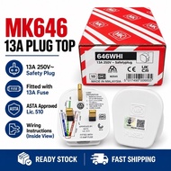 MK 646WHI 13A Plug Top | 3 Pin Fused Safety Plug | Bakelite Type | BS1363 | Made in Malaysia