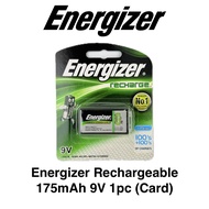 [ Energizer ] Rechargeable 9V Battery | 175mAh | Ni-MH | 1pc Card | Long Lasting Power