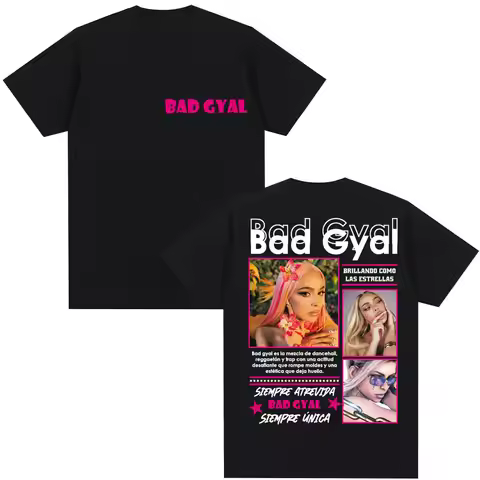 Rapper Bad Gyal Album Graphic T-shirt Fashion Hip Hop T Shirts Harajuku Oversized Cotton Men Women C