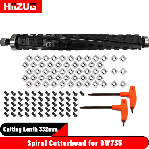13 Inch/332mm Spiral Helical Cutterhead for Dewalt DW735 DW735X Planer, 4 Rows with 56Pcs Carbide In