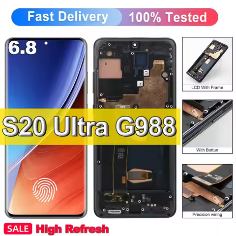 S20 Ultra Super oled Screen for Samsung Galaxy S20 Ultra 5G LCD Display G988 Digital Touch Screen G9