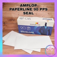 1Kotak Amplop Paperline 90 PPS isi 100 / Amplop Putih / Amplop + Perekat Lem