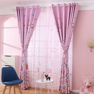 Ready Stock 1 PC Pink  lovely Cat Shading blackout Curtain for Girl's kids 2JL370 Window Door Ring Hook Rod