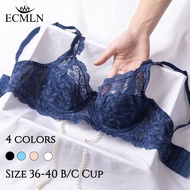 ECMLN Thin Sponge-free Exquisite Lace Full Cup Mesh Breathable Bra for Women  Transparent Sexy Push 