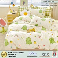 G9 2200Tc 100% Pure Cotton Bedsheet 5in1+Comforter Set Cadar Kartun Lembut & Comel Fitted Bedsheet