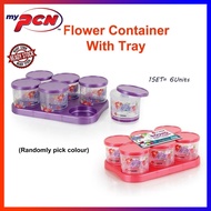 PCN Elian (670ml) Flower Design Raya Stackable Canister Serving Tray &amp; Round Container / Bekas Simpanan Kuih Raya, Gula