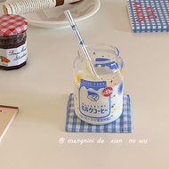 Ins Cans Glass Cup Coke Breakfast Cup Milk Straw Coke Cup Ins Beautiful Style Drinking Cup / Nordic 