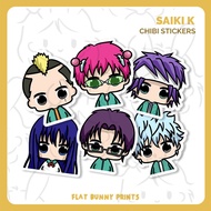 Saiki K Waterproof Stickers | Flat Bunny Prints