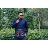 KEMEJA KATUN Arjun Navy Series Premium Soft Cotton Men's Batik Shirt with Lining
