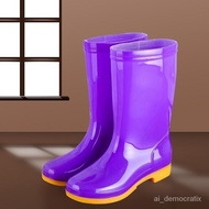 QY1New Mid-Calf plus Velvet Rain Shoes Rain Boots Waterproof Shoes Rubber Shoes Shoe Cover Rubber Boots Female Fashion A