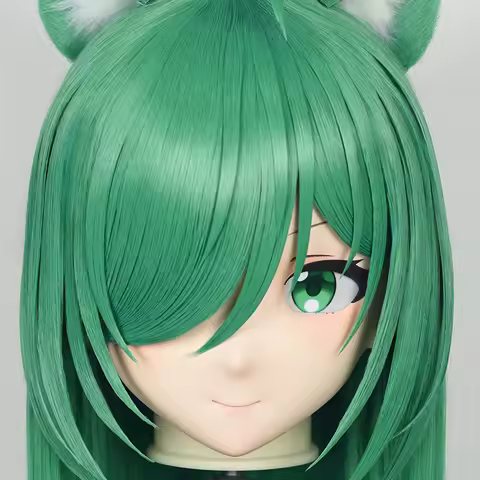 （DD90）Kigurumi Masks Anime Full Head With Lock Female/Girl Cartoon Character Kig Cosplay Resin Hallo