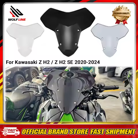 WOLFLINE Windscreen Windshield for Kawasaki Z H2 / Z H2 SE 2020-2024 Highway Cruising, City Commute 