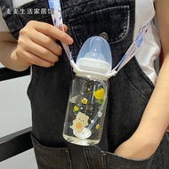 Baby cleanser Korean Portable Water Cup Female Student baby Bottle with Scale Adult Creative Glass Straw Cup Cute Girl Heart