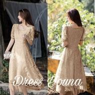 Baju Dress Wanita Korea Brukat Jumbo Ld 108 Ukuran XL Natal Youna