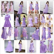 Dress party brukat ungu / Dress Lilac wanita / Dress natal terlaris / Aneka dress brokat warna laven