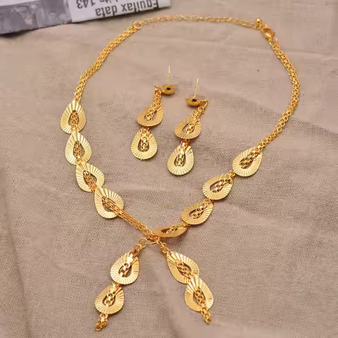 Ethiopian Dubai Fashion African Dubai Gold Color Jewelry Women African Set Nigerian Bridal Jewelry S