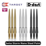 TARGET Dart Point - SWISS STORM NANO POINT BLACK/GOLD/SILVER REPLACEMENT STEEL DART POINT 3Pcs/Pack