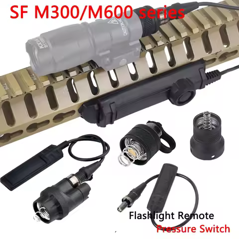 Tactical Upgrade Dual Function Pressure Switch Cover for Surefire M300 M600 Airsoft Flashlight Tail 
