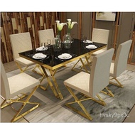 ⭐Affordable⭐stainless steel Dining Room Set Home Furniture minimalist modern marble dining table and 6 chairs mesa de ja