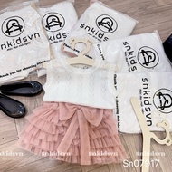 Set bộ bé gái SN5 Set áo lưới chân váy ren nơ tầng cho bé gái