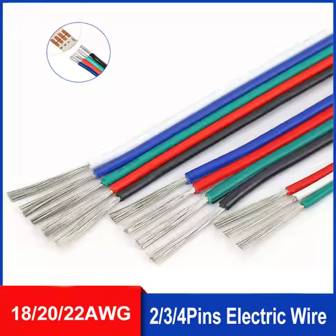 2/3/4 Pin PVC Cable 18AWG 20AWG 22AWG Cable 1-50m(3.2ft-163ft) RGB LED Strip Extension Cable for LED