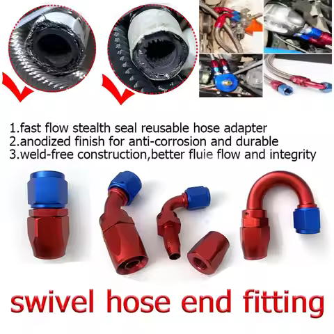 CPE Fuel Rotary Hose End Connector Qdapter Kit Connector AN4 AN6 AN8 AN10 AN12 0/45/90/180 ° Automot