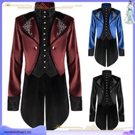 Men Victorian Medieval Coat Punk Tuxedo Halloween Cosplay Costume Tailcoat Gothic Steampunk Trench F