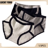 Seluar Dalam Wanita Women's Cotton Panties Sweet Student Mid-Rise Briefs Comfortable Underwear 1/3pc