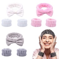 Bow Hair Band Ladies Hair Band Wrist Band Monochrome Plush Face Wash Hair Band Makeup Hair Band Wris