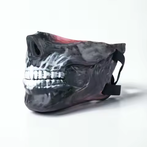 SHAZ Half Face Skull Mask Breathable Silicone Skeleton Ghost BDSM Mask Erotic Adult Halloween Costum