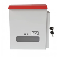 -FastSale- ตู้จดหมาย พร้อมกุญแจ กันน้ำ รุ่น HF301 สีขาว-แดง ขนาด 25x30x10 ซม. ตู้จดหมาย เคลือบสีกันสนิม