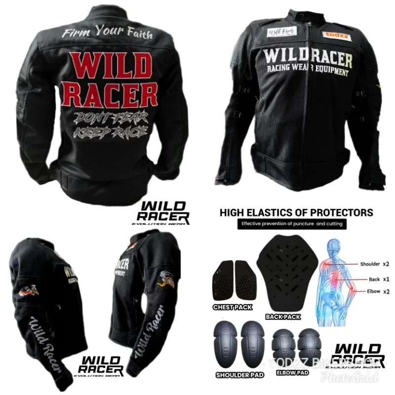 Jaket wildracer hera premium vintage whells ivory mesh limited full protective gear jacket equipment