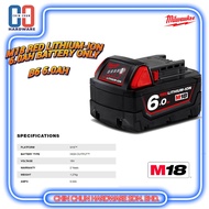 MILWAUKEE M18 RED LITHIUM-ION 6.0AH BATTERY ONLY-(B6 6.0AH)